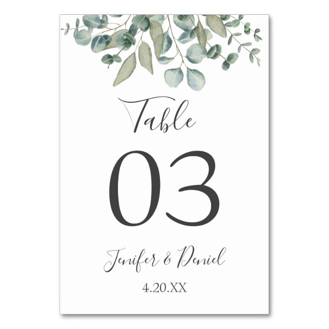 Numéro De Table Mariage de verdure Eucalyptus (Par défaut)
