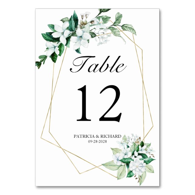 Numéro De Table Mariage de verdure fleurie géométrique (Par défaut)