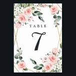 Numéro De Table Mariage de verdure fleurie rose et blanc<br><div class="desc">Le design se compose d'un cadre élégant de couleur or géométrique (imprimé) décoré dans des roses roses roses vertes, des pivoines, de l'hydrangée, du souffle du bébé et plus encore sur différents types de branches vertes et de feuilles. Visualisez la collection sur cette page pour trouver les produits correspondants de...</div>