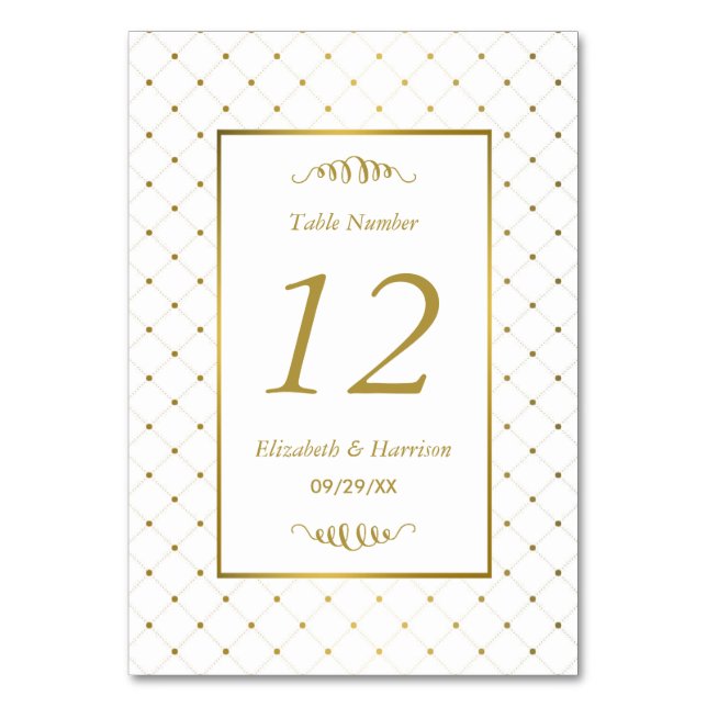 Numéro De Table Mariage d'effet blanc et or moderne (Par défaut)
