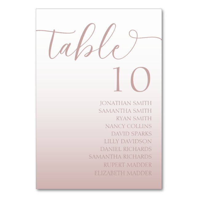 Numéro De Table Mariage dégradé or rose élégant  (Par défaut)