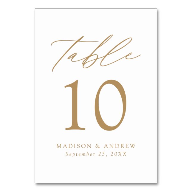 Numéro De Table Mariage d'élégance moderne blanc et or (Par défaut)