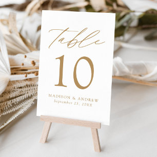 Numéro De Table Mariage d'élégance moderne blanc et or