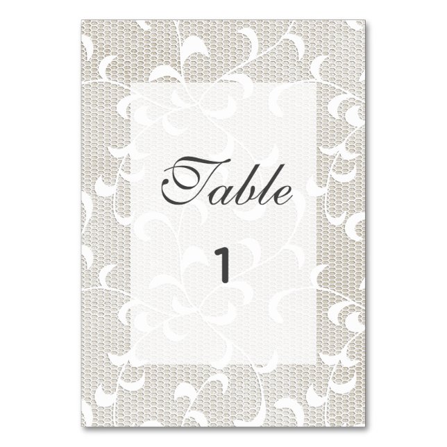 Numéro De Table Mariage dentelle et ivoire (Par défaut)