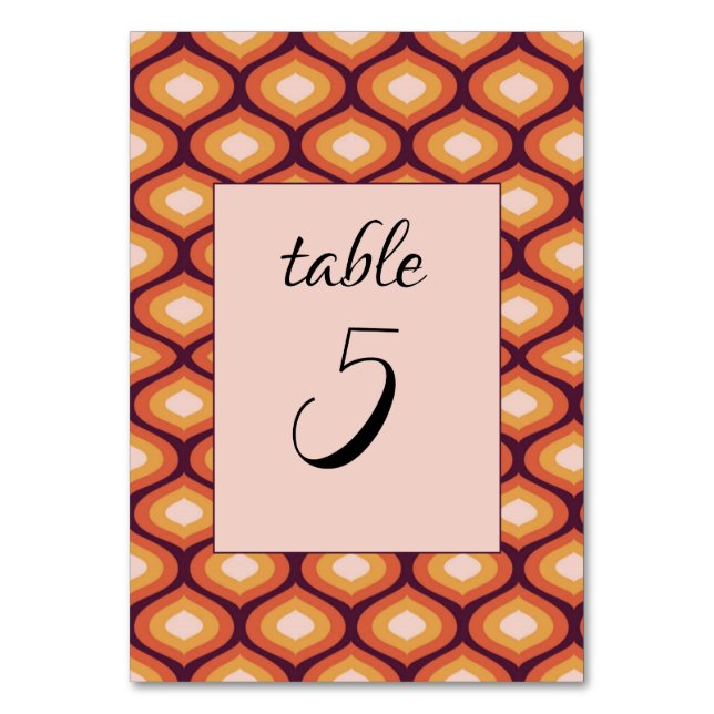 Numéro De Table Mariage des années 70 Super Orange Seventies (Par défaut)