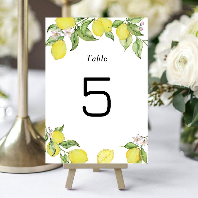Numéro de table mariage des citrons d'été Carte (Créateur téléchargé)