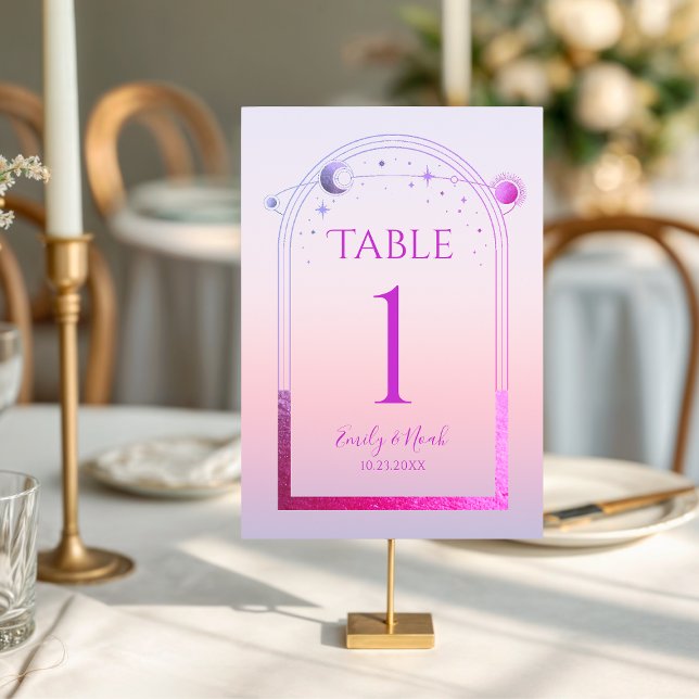 Numéro De Table Mariage des étoiles de soleil rose de coucher de s (Créateur téléchargé)