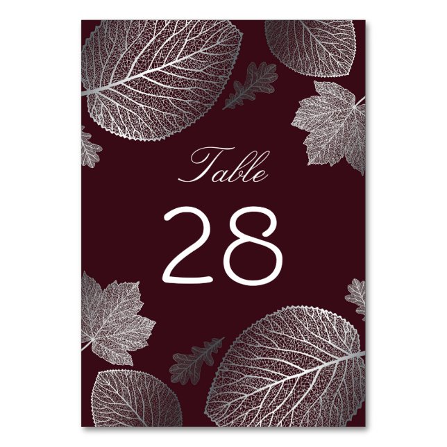 Numéro De Table Mariage des feuilles d'argent et d'automne de Bour (Par défaut)