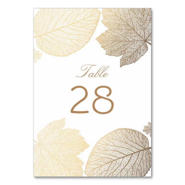 Numéro De Table Mariage des feuilles d'or et de blanc (Par défaut)
