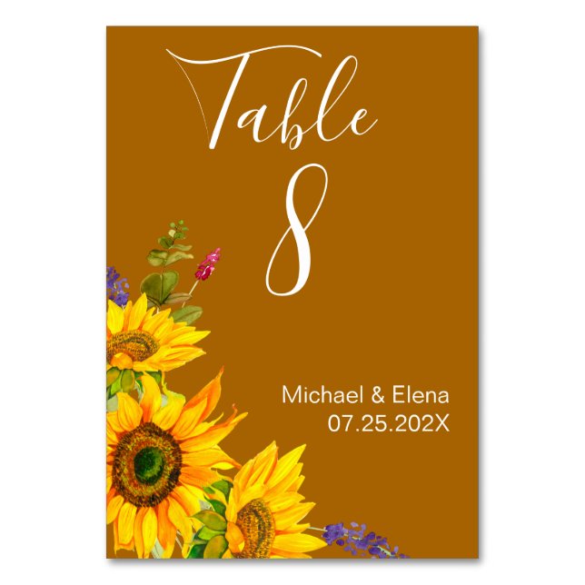 Numéro De Table Mariage des tournesols d'automne (Par défaut)
