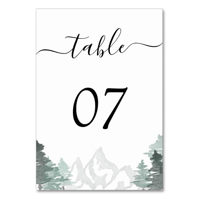 Numéro De Table Mariage Destination Mountains Forêt Rustique (Dos)