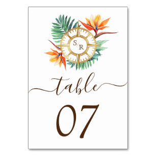 Numéro De Table Mariage Destination World Map Compas Monogramme