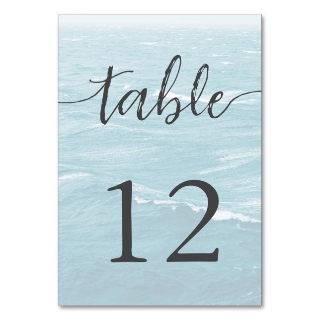 Numéro De Table Mariage d'été au bord de la mer bleue ondulée ombr (Par défaut)