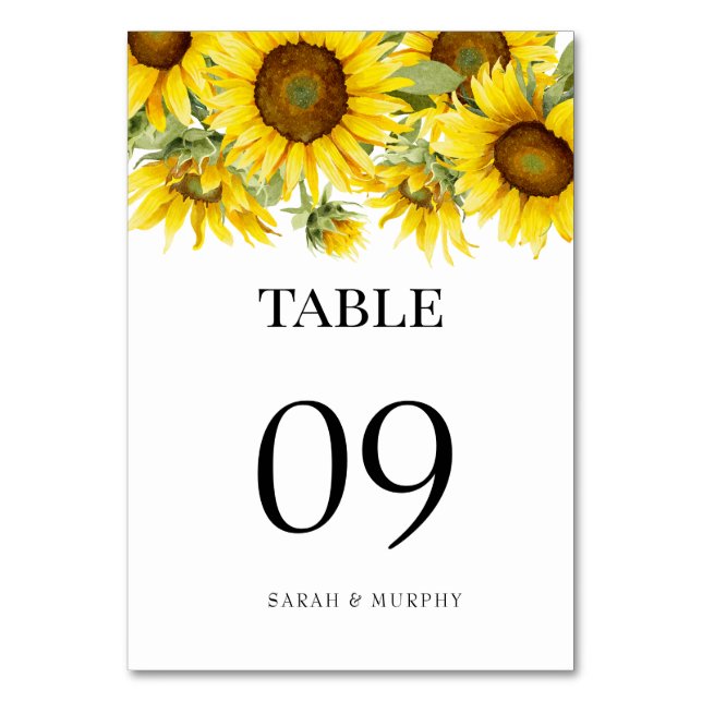 Numéro De Table Mariage d'été au tournesol élégant  (Par défaut)