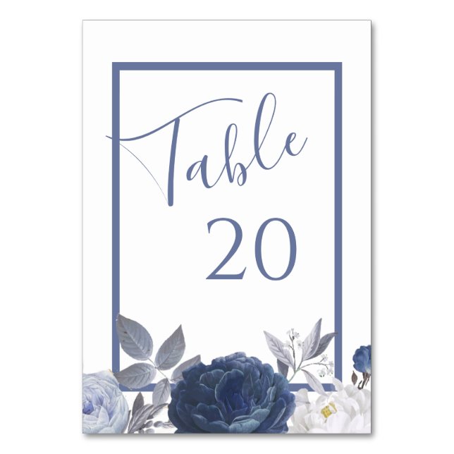 Numéro De Table Mariage d'été Bleu clair Mariage Floral (Par défaut)