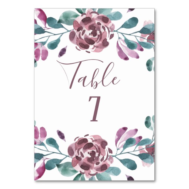 Numéro De Table Mariage d'été Pivoine Aquarelle Violette (Par défaut)