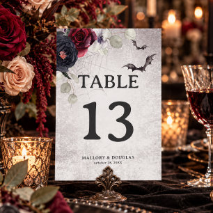 Numéro De Table Mariage d'Halloween gothique rustique noir et bord