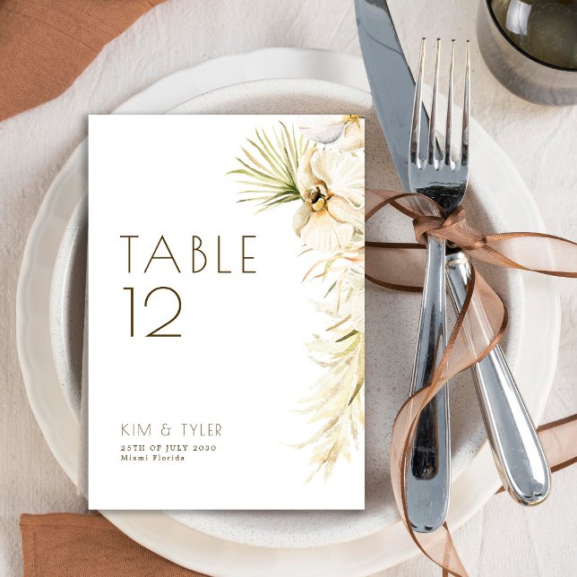 Numéro De Table Mariage d'herbe boho moderne (Créateur téléchargé)