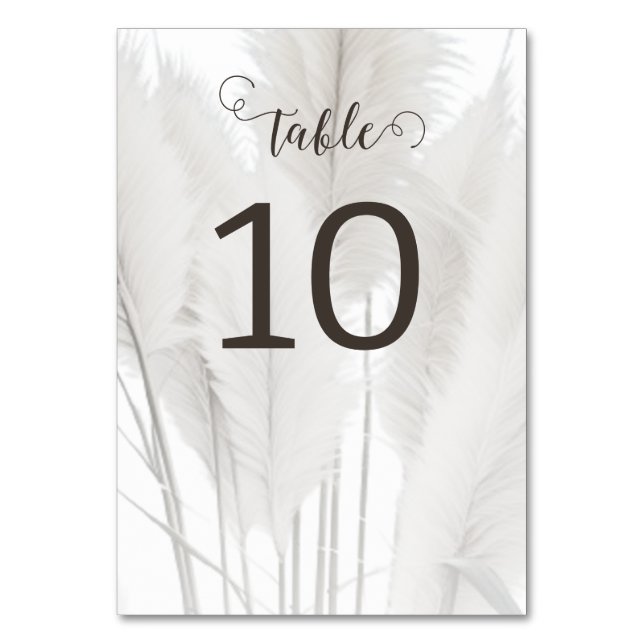 Numéro De Table Mariage d'herbe Boho Pampas (Par défaut)