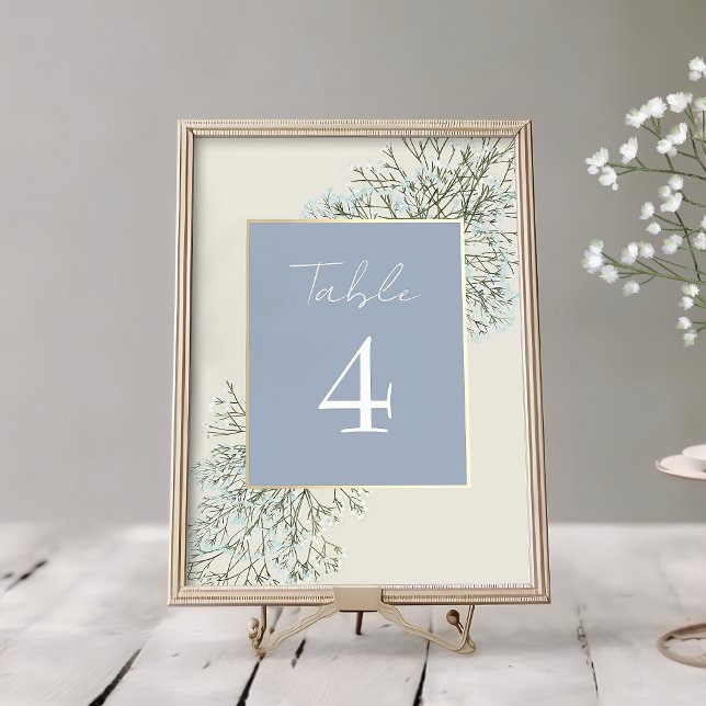 Numéro De Table Mariage d'hiver aux fleurs bleues poussiéreuses (Créateur téléchargé)