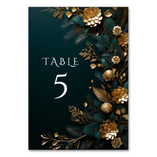 Numéro De Table Mariage d'hiver Cônes de pin avec aiguilles de pin