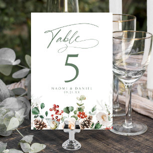 Numéro De Table Mariage d'hiver de fêtes florales élégantes