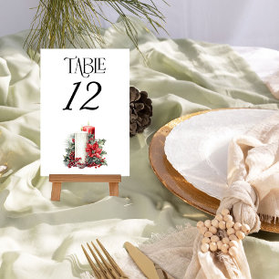 Numéro De Table Mariage d'hiver de houx et de bougie