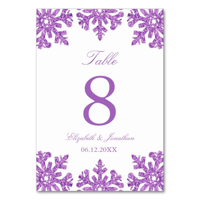 Numéro De Table Mariage d'hiver flocon de neige violet (Par défaut)
