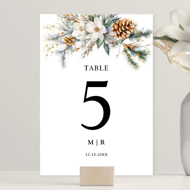 Numéro De Table Mariage d'hiver floral rustique (Créateur téléchargé)