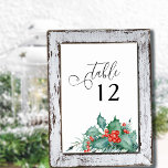 Numéro De Table Mariage d'hiver Holly Berries et Pine<br><div class="desc">Réception de mariage d'hiver Numéro de table que vous pouvez customiser avec n'importe quel numéro de table, décoré avec aquarelle design et élégante calligraphie. Ce design se compose de baies d'hiver, de verdure sainte, de pins et de verdure à feuillage persistant. Un beau choix pour un mariage d'hiver ou un...</div>