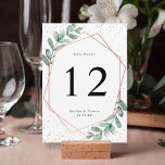 Numéro De Table Mariage d'huile d'or Eucalyptus Rose géométrique<br><div class="desc">Célébrez dans le style avec ces cartes mariages modernes et très tendance. Ce design est facile à personnaliser avec votre libellé d'événement spécial et vos invités seront ravis quand ils verront ces numéros de table fabuleux. *** COMMENT COMMANDER *** S'il vous plaît customiser et ajouter chaque carte de numéro de...</div>