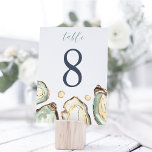 Numéro De Table Mariage d'huîtres d'aquarelle côtière<br><div class="desc">D'élégants numéros de tables côtières sont composés d'huîtres et de perles d'aquarelle dans des tons doux crème et aqua. Ajoutez chaque numéro de table à votre panier,  en commençant par 1 et en se déplaçant séquentiellement jusqu'à ce que la quantité désirée ait été atteinte.</div>