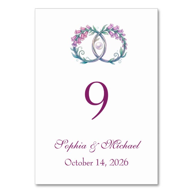 Numéro De Table Mariage digitalis renard romantique (Dos)