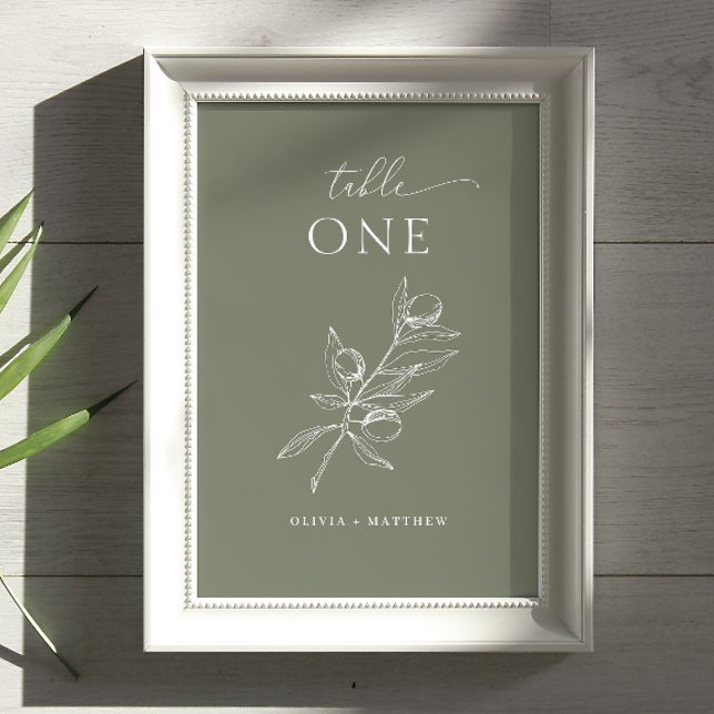 Numéro De Table Mariage d'olive de la tranche foncée | Élégant vig (Créateur téléchargé)