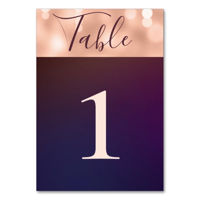 Numéro De Table Mariage d'or Rose moderne Sparkling (Par défaut)