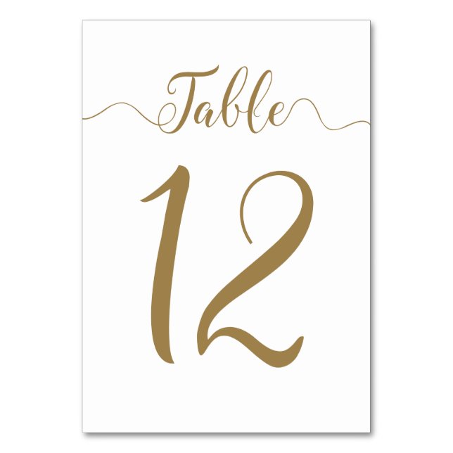 Numéro De Table Mariage d'or Tableau 12 (Par défaut)