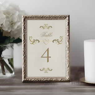 Numéro De Table Mariage Doré Baroque Vintage