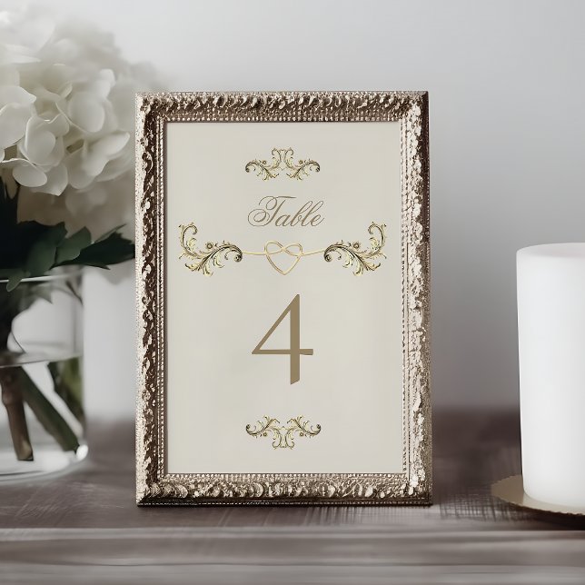 Numéro De Table Mariage Doré Baroque Vintage (Créateur téléchargé)