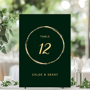 Numéro De Table Mariage du cercle d'or rustique Forest Green