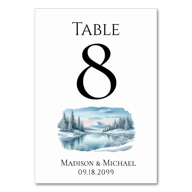 Numéro De Table Mariage du lac Snowy Mountain Winter Lake (Par défaut)