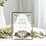 Numéro De Table Mariage du manoir rural Numéro de tableau<br><div class="desc">Ce design présente un magnifique manoir de campagne orné de fleurs blanches et de verdure.</div>