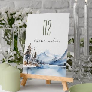 Numéro De Table Mariage du paysage de neige hivernale du lac Mount