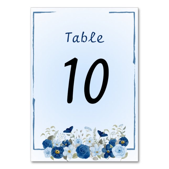 Numéro De Table Mariage Élégance Botanique Bleue  (Par défaut)