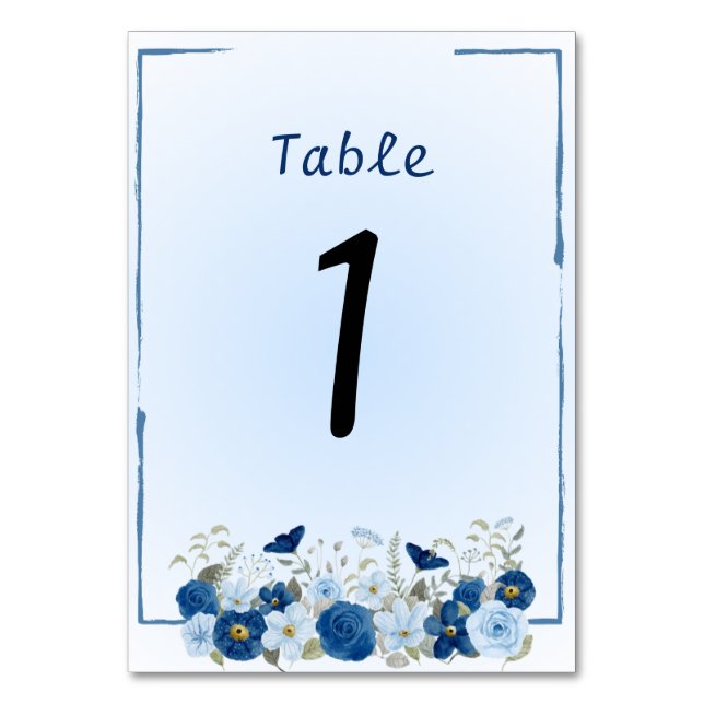 Numéro De Table Mariage Élégance Botanique Bleue  (Par défaut)