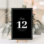 Numéro de table mariage élégant à cadre blanc<br><div class="desc">design de cadre blanc avec numéro de table de mariage noir.</div>