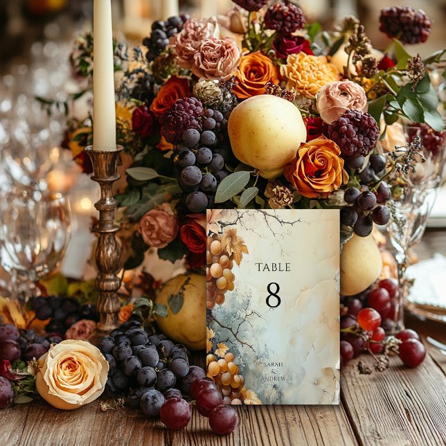 Numéro De Table  Mariage Élégant à l'Aquarelle au Vignoble  (Créateur téléchargé)