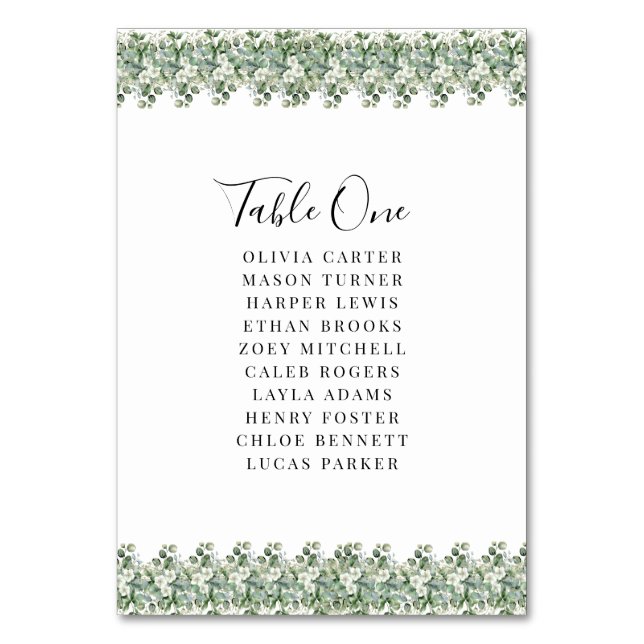 Numéro De Table Mariage Élégant au feuillage d'eucalyptus (Par défaut)