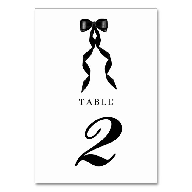 Numéro De Table Mariage élégant au ruban noir (Par défaut)