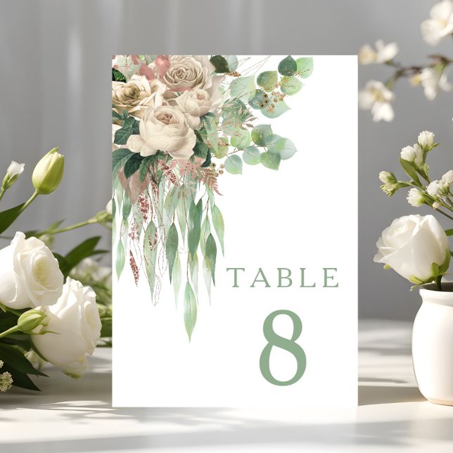 Numéro De Table Mariage Élégant aux Pivoines Florales (Elegant Floral Peonies Wedding Table Number)
