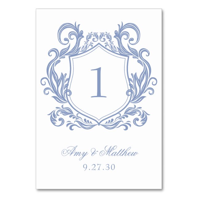 Numéro De Table Mariage Élégant avec Crête Bleue Poussiéreuse (Par défaut)
